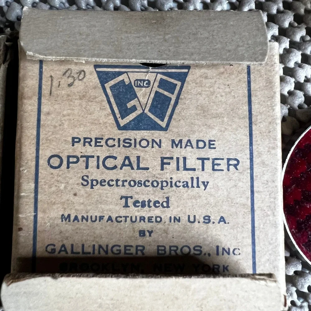 Vintage Gallinger Bros Red Optical Filter Series VI Spectroscopically Tested USA